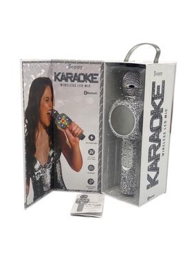Poppy Karaoke Wireless LED Mic Silver One Size